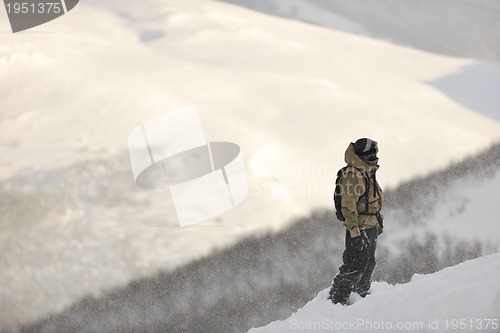 Image of happy snowboarder portrait