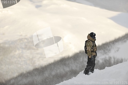 Image of happy snowboarder portrait