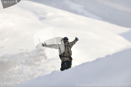 Image of happy snowboarder portrait