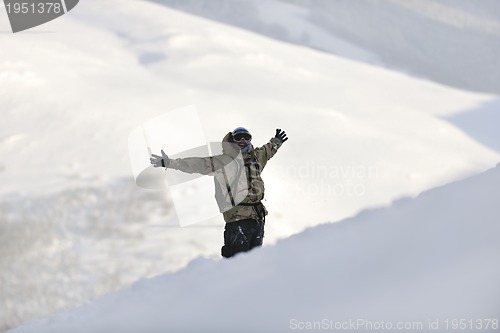 Image of happy snowboarder portrait