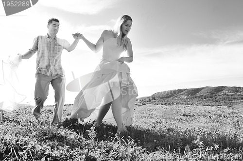 Image of happy bride and groon outdoor