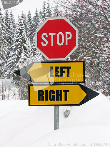 Image of left&right road sign in nature