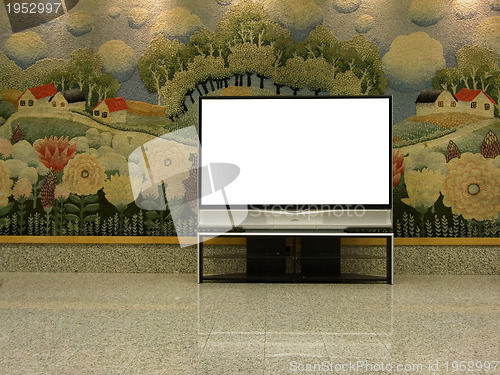 Image of big plasma screen with empty space to write message