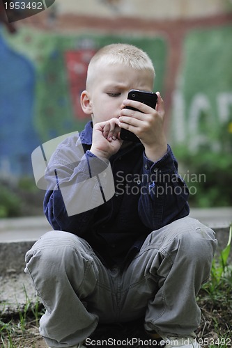 Image of playing video games outdoor