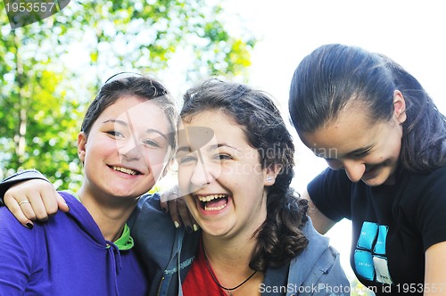 Image of teen girls group outdoor