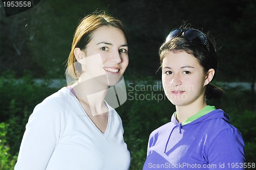 Image of teen girls group outdoor