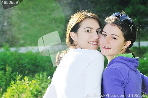 Image of teen girls group outdoor