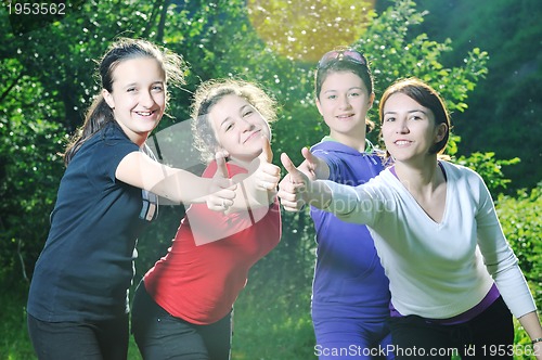 Image of teen girls group outdoor