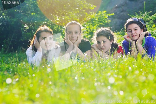 Image of teen girls group outdoor