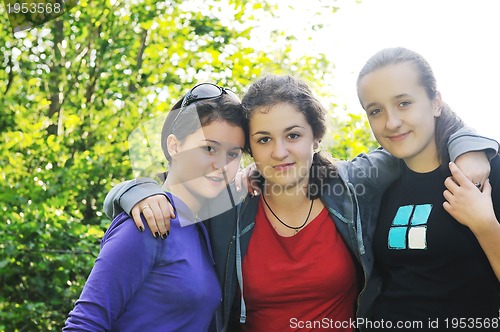 Image of teen girls group outdoor