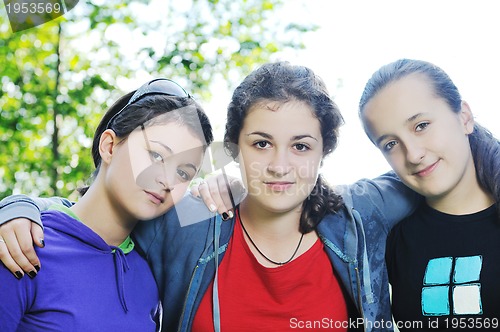 Image of teen girls group outdoor