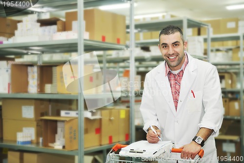 Image of medical factory  supplies storage indoor