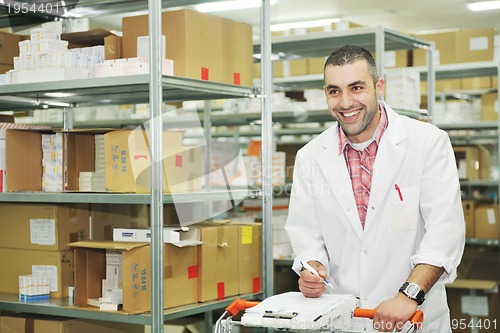 Image of medical factory  supplies storage indoor