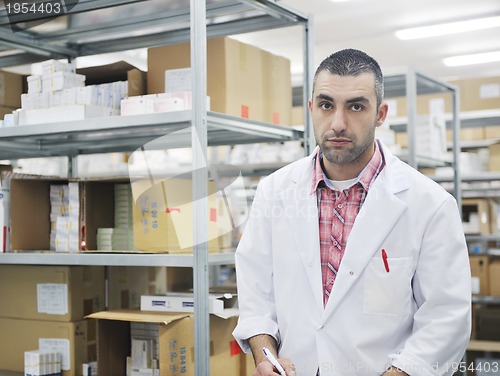 Image of medical factory  supplies storage indoor