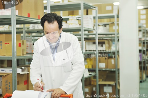 Image of medical factory  supplies storage indoor