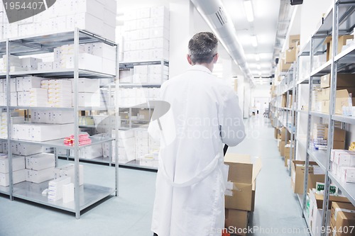 Image of medical factory  supplies storage indoor