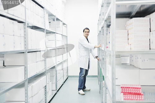 Image of medical factory  supplies storage indoor