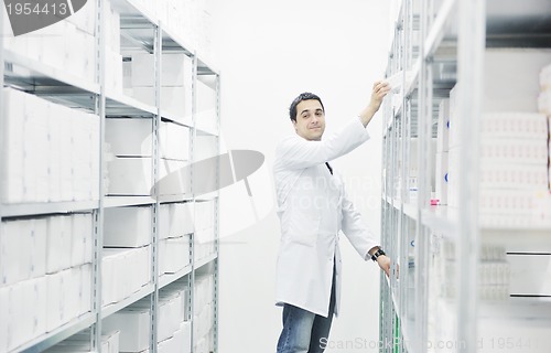 Image of medical factory  supplies storage indoor