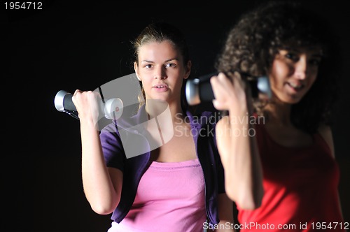 Image of two girls working out in fitness club