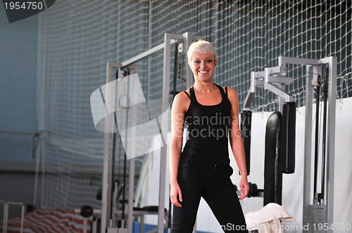 Image of young woman practicing fitness 