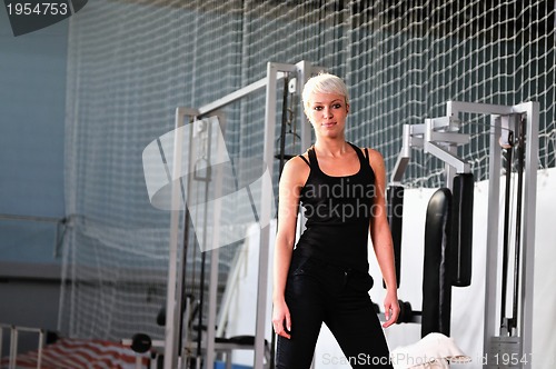 Image of young woman practicing fitness 