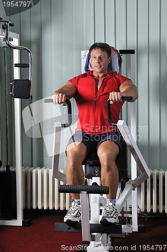 Image of Strong  man work out in gym