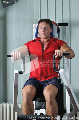Image of Strong  man work out in gym
