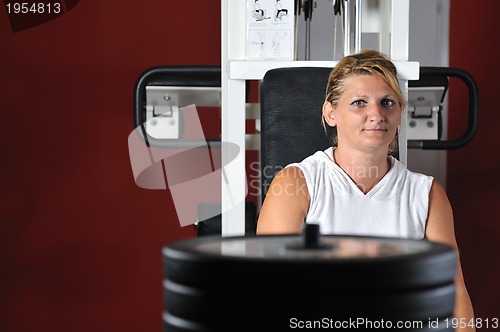 Image of Mature  woman work out in fitness