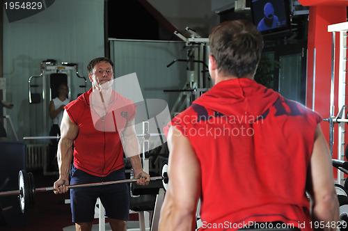 Image of Strong  man work out in gym