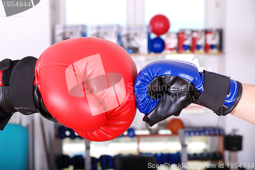 Image of .competition concept with boxing gloves