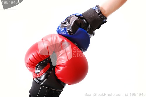 Image of .competition concept with boxing gloves