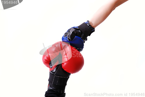 Image of .competition concept with boxing gloves