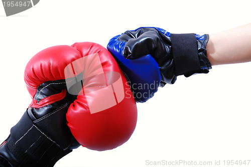 Image of .competition concept with boxing gloves