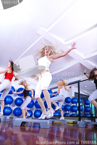 Image of girls stepping in a fitness center