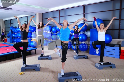 Image of girls stepping in a fitness center