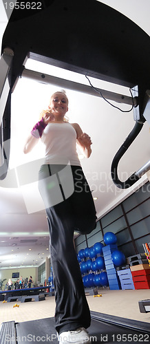 Image of inifinity health and condition concept with running woman