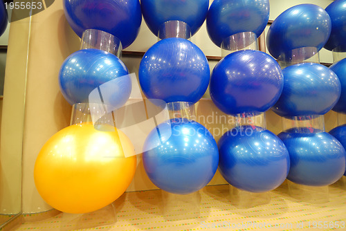 Image of pilates balls in fitness club