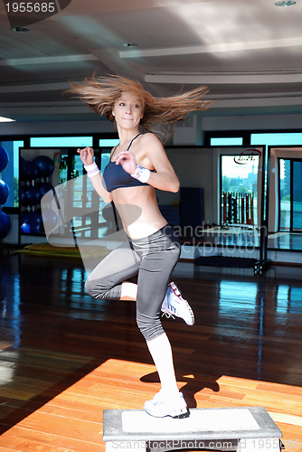 Image of women stepping in a fitness center 