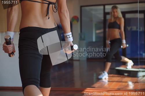 Image of women stepping in a fitness center 