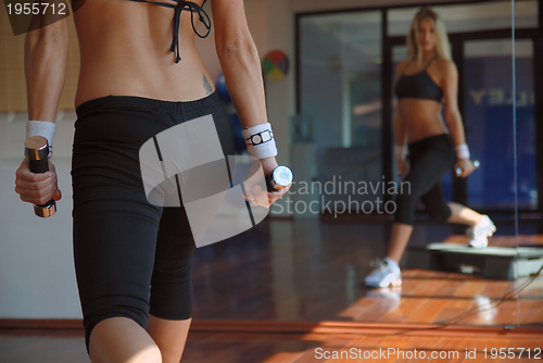 Image of women stepping in a fitness center 