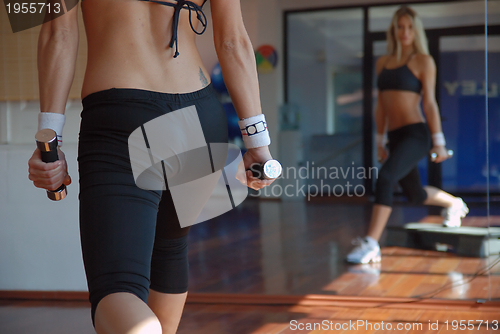 Image of women stepping in a fitness center 