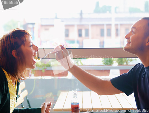 Image of happy couple at lunch 