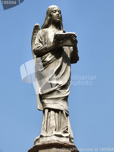 Image of Reading angel stone sculpture