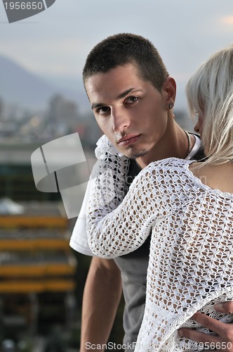 Image of romantic urban young couple outdoor