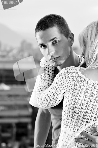 Image of romantic urban young couple outdoor