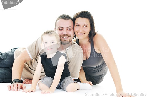 Image of happy young family isolated on white