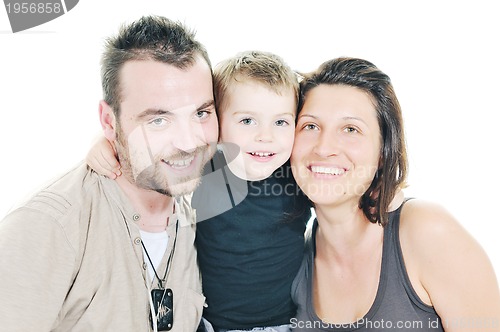 Image of happy young family isolated on white