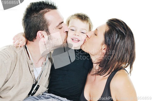 Image of happy young family isolated on white