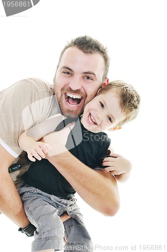 Image of father and son isolated on white