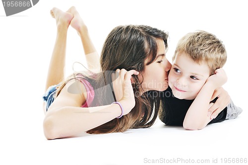 Image of happy child couple isolated on white